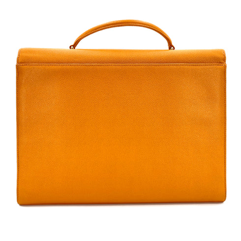 CHANEL VINTAGE BIG COCO BRIEF HAND BAG ORANGE CAVIAR SKIN 90245037