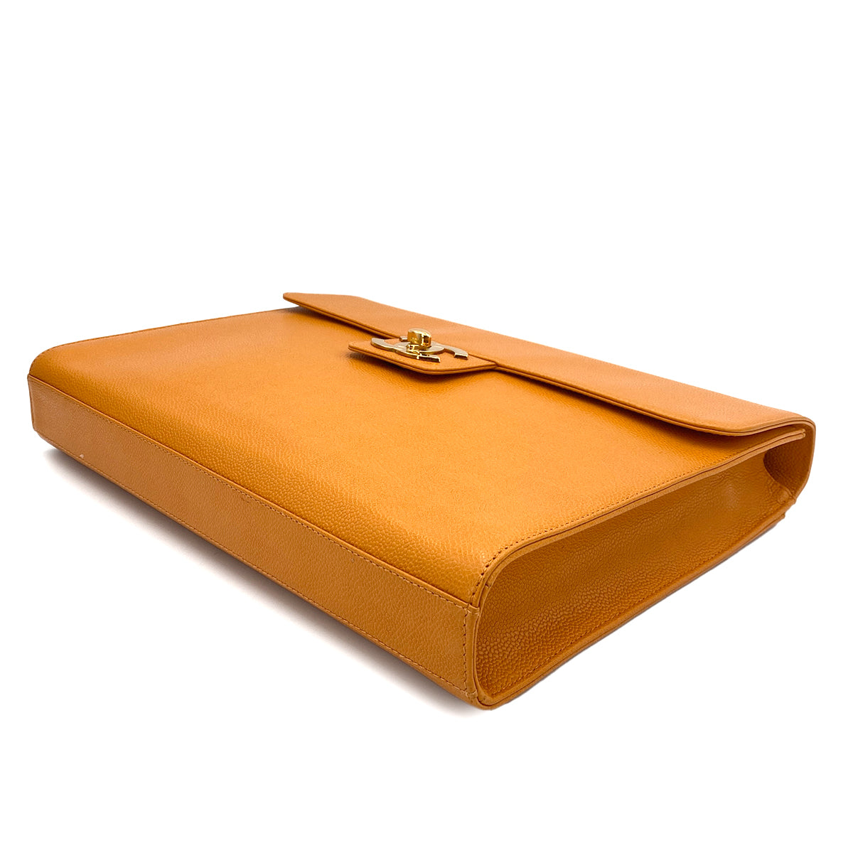 CHANEL VINTAGE BIG COCO BRIEF HAND BAG ORANGE CAVIAR SKIN 90245037