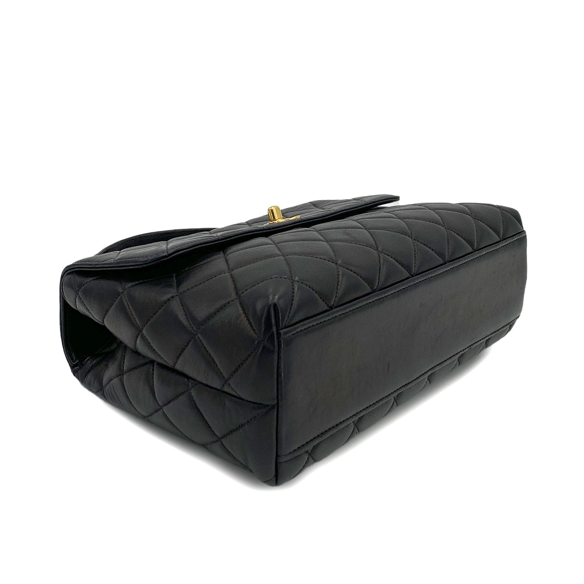 CHANEL VINTAGE MATELASSE HAND BAG BLACK LAMB SKIN 90245039