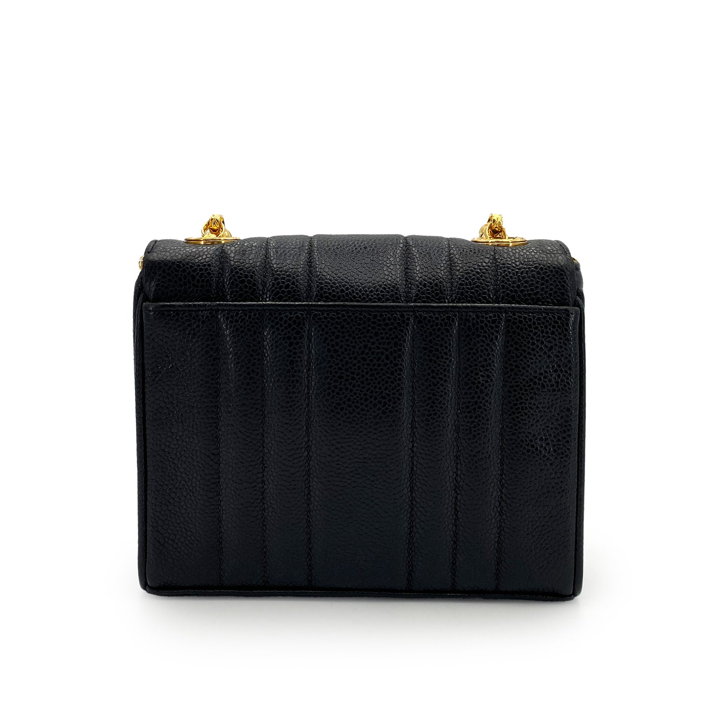 CHANEL VINTAGE MINI MADEMOISELLE BIJOU CHAIN SHOULDER BAG BLACK CAVIAR SKIN 90245041
