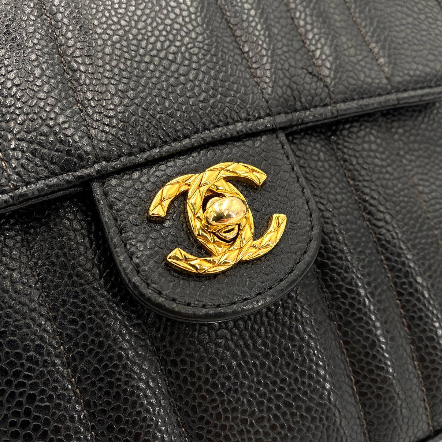 CHANEL VINTAGE MINI MADEMOISELLE BIJOU CHAIN SHOULDER BAG BLACK CAVIAR SKIN 90245041