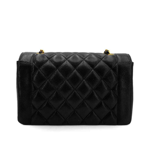 CHANEL VINTAGE DIANA MEDIUM CHAIN SHOULDER BAG BLACK CAVIR SKIN 90245042 - PURPOSE