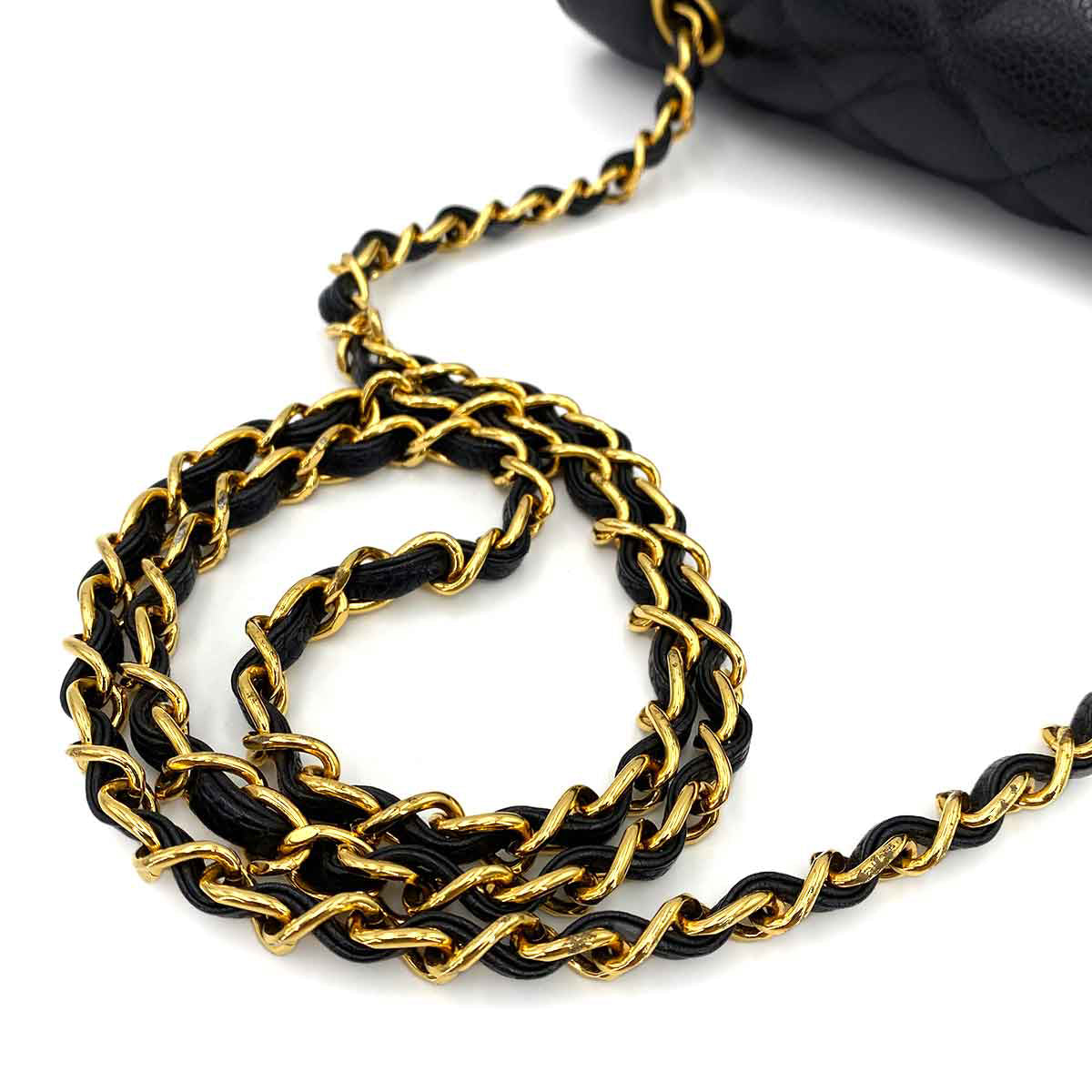 CHANEL VINTAGE DIANA MEDIUM CHAIN SHOULDER BAG BLACK CAVIR SKIN 90245042