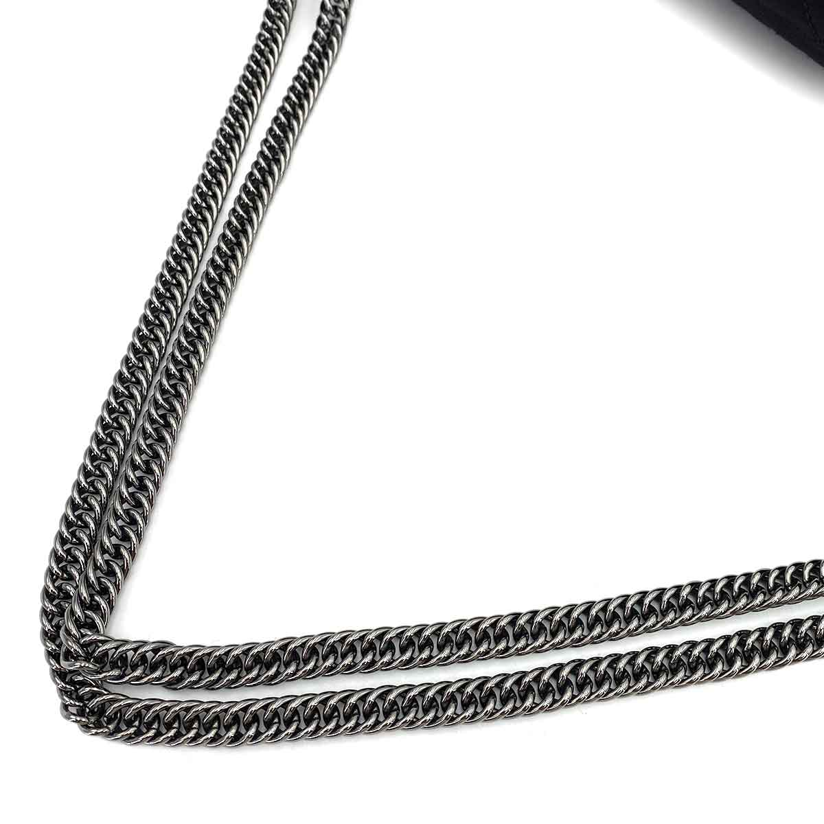 CHANEL VINTAGE RIBBON CHAIN SHOULDER BAG BLACK NYLON SHW 90245043
