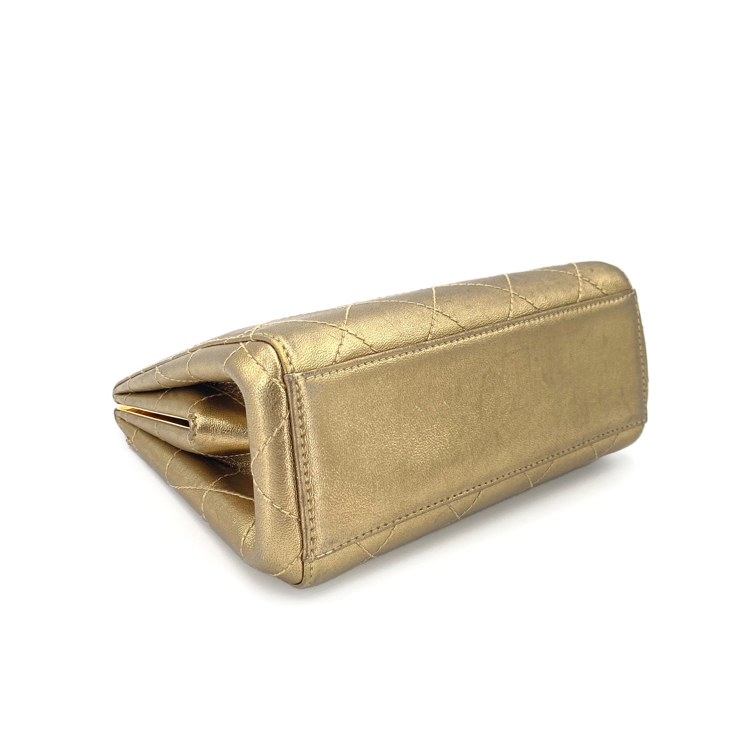 CHANEL VINTAGE MATELASSE CHAIN SHOULDER BAG GOLD LAMB SKIN 90245050