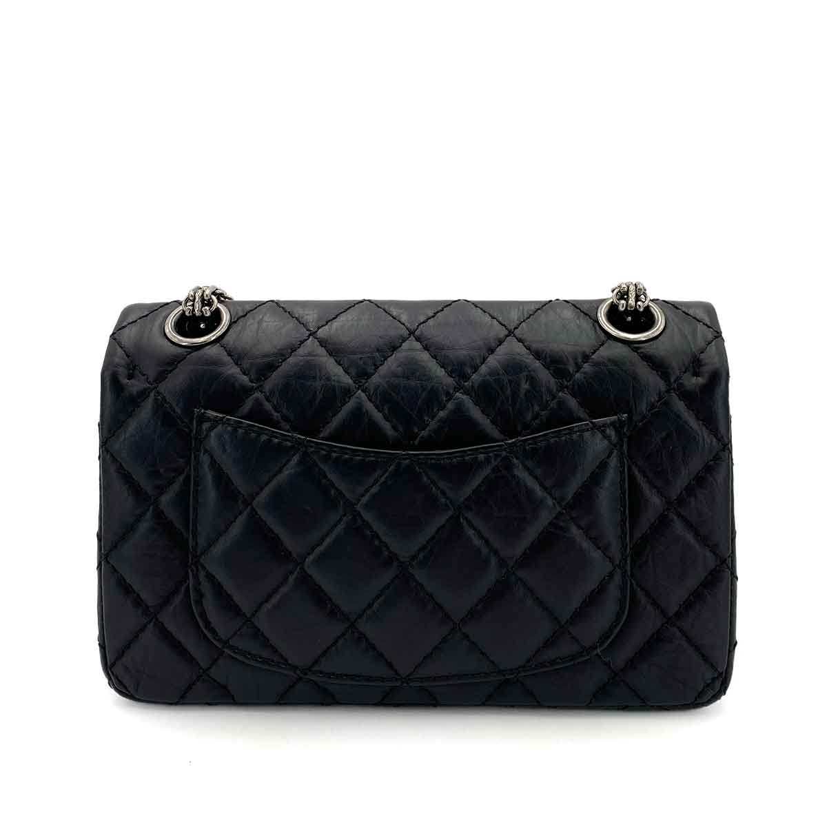 CHANEL VINTAGE 2.55 LUCKY CHARM CHAIN SHOULDER BAG BLACK CALF SKIN SHW 90245051