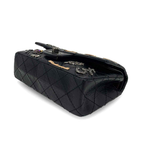 CHANEL VINTAGE 2.55 LUCKY CHARM CHAIN SHOULDER BAG BLACK CALF SKIN SHW 90245051 - PURPOSE