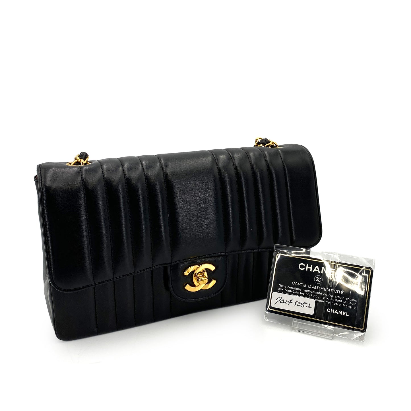 CHANEL VINTAGE MADEMOISELLE MEDIUM CHAIN SHOULDER BAG BLACK LAMB SKIN 90245052
