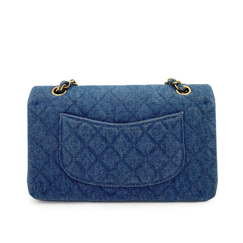 CHANEL VINTAGE CLASSIC FLAP MEDIUM CHAIN SHOULDER BAG BLUE DENIM 90245055 - PURPOSE