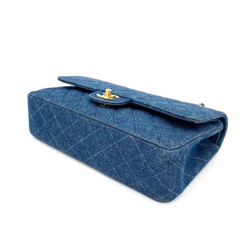 CHANEL VINTAGE CLASSIC FLAP MEDIUM CHAIN SHOULDER BAG BLUE DENIM 90245055 - PURPOSE