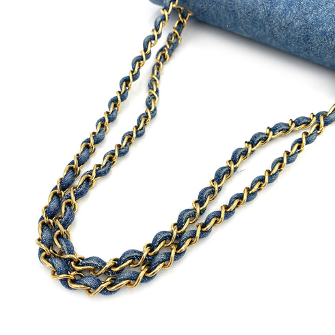 CHANEL VINTAGE CLASSIC FLAP MEDIUM CHAIN SHOULDER BAG BLUE DENIM 90245055 - PURPOSE