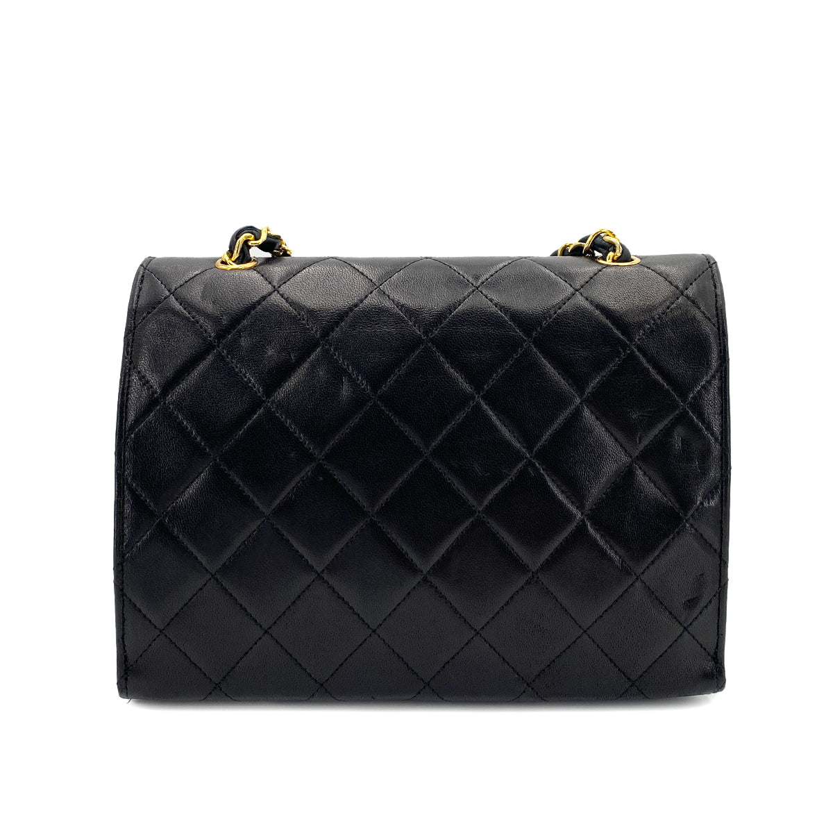 CHANEL VINTAGE MATELASSE BIG COCO CHAIN SHOULDER BAG BLACK LAMB SKIN 90245060