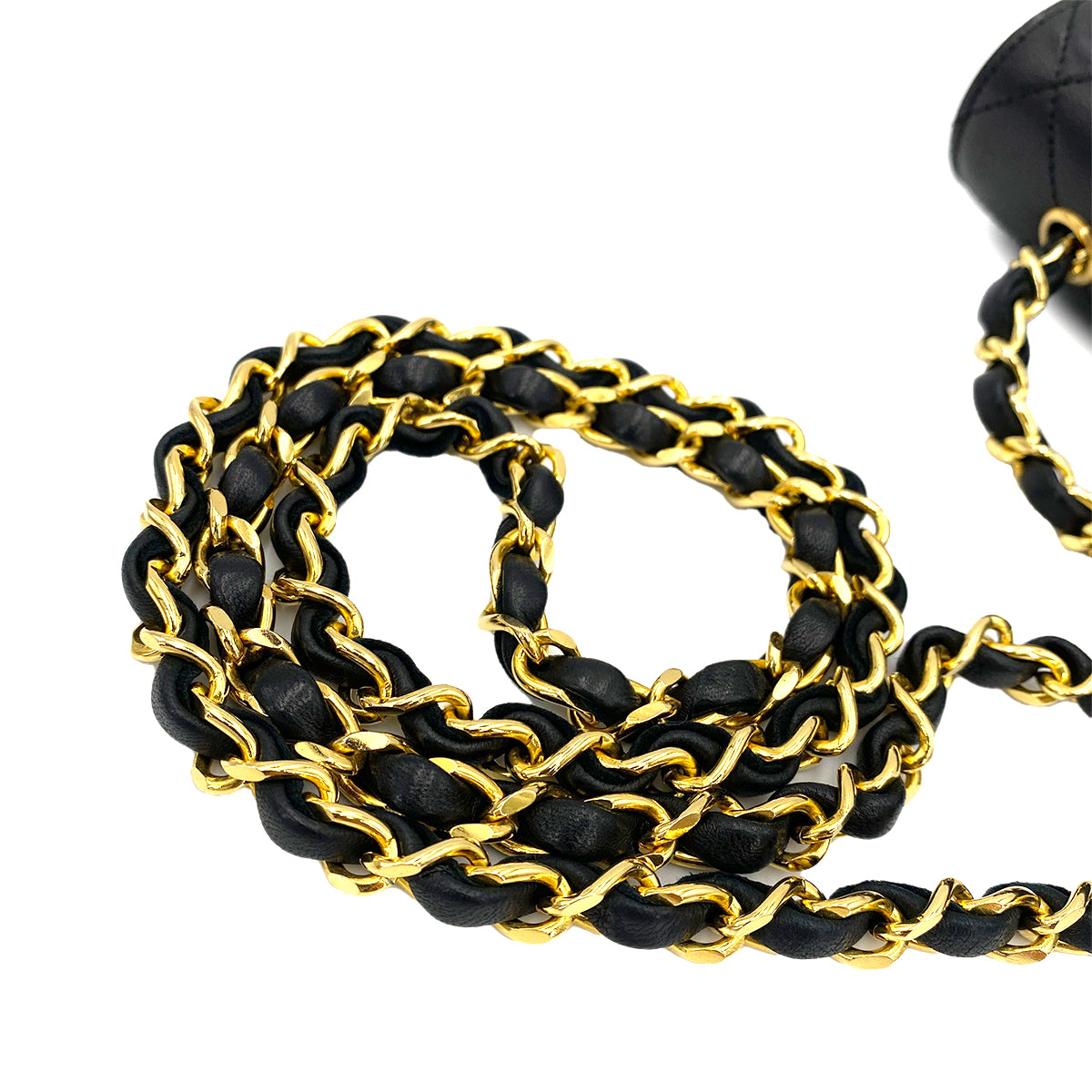 CHANEL VINTAGE MATELASSE BIG COCO CHAIN SHOULDER BAG BLACK LAMB SKIN 90245060
