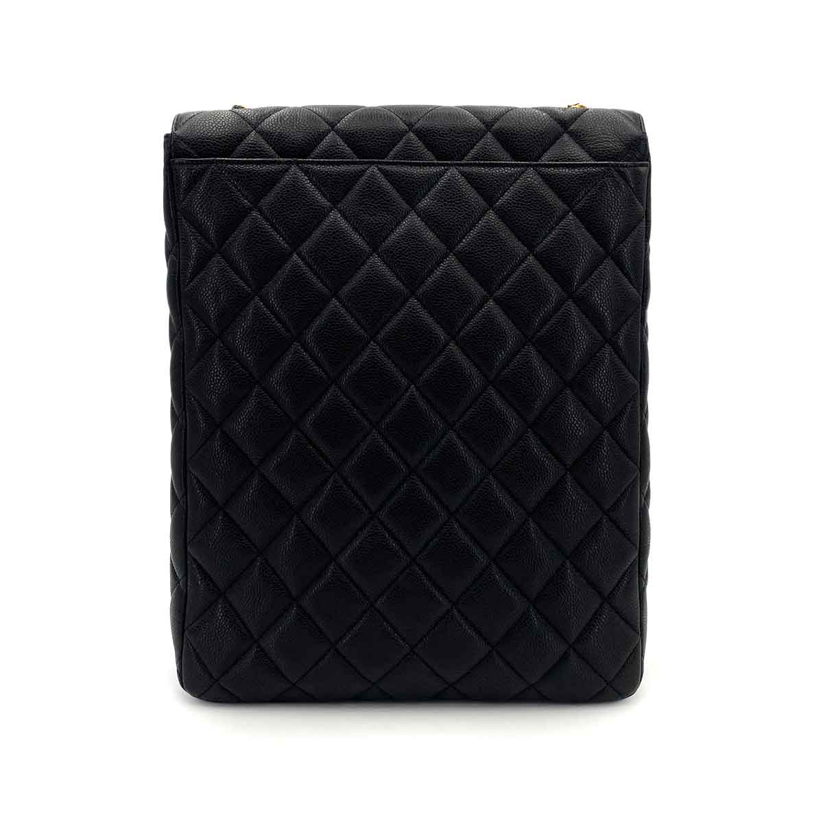 CHANEL VINTAGE MATELASSE CHAIN SHOULDER BAG BLACK CAVIAR SKIN 90245062
