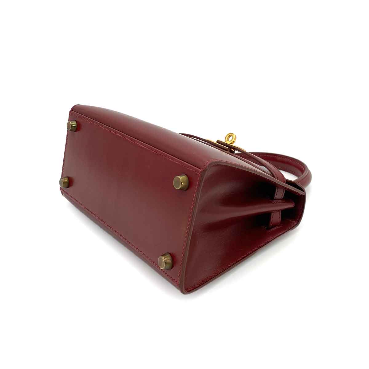 HERMES MINI KELLY 20 ROUGE ASH BOXCALF HAND SHOULDER BAG 〇V 90245541