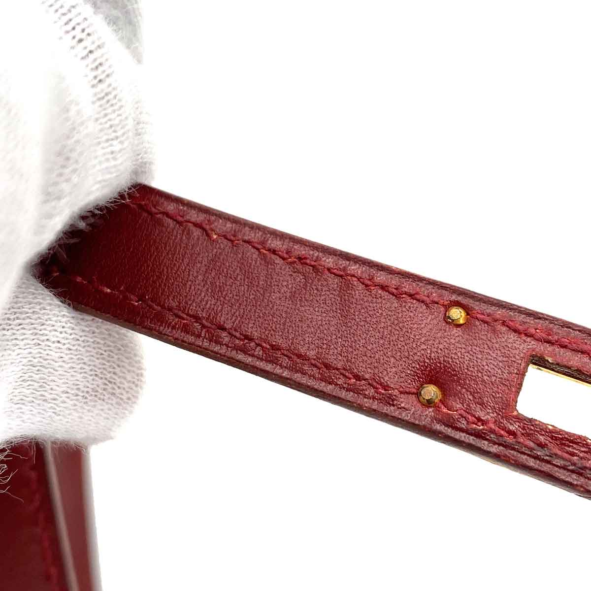 HERMES MINI KELLY 20 ROUGE ASH BOXCALF HAND SHOULDER BAG 〇V 90245541