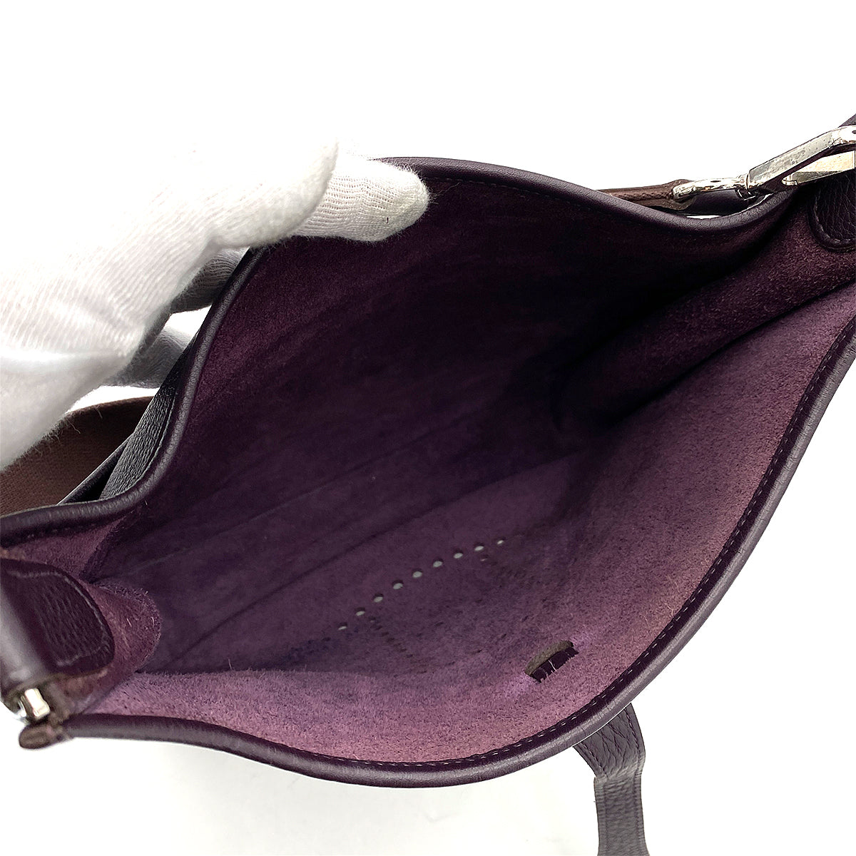 HERMES EVELYNE 2 PM RAISIN TAURILLON CLEMENCE SHOULDER BAG □K 90245542