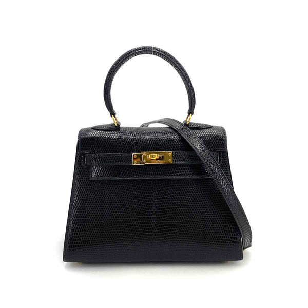 HERMES MINI KELLY 20 BLACK LIZARD HAND SHOULDER BAG 〇W 90245544 - PURPOSE