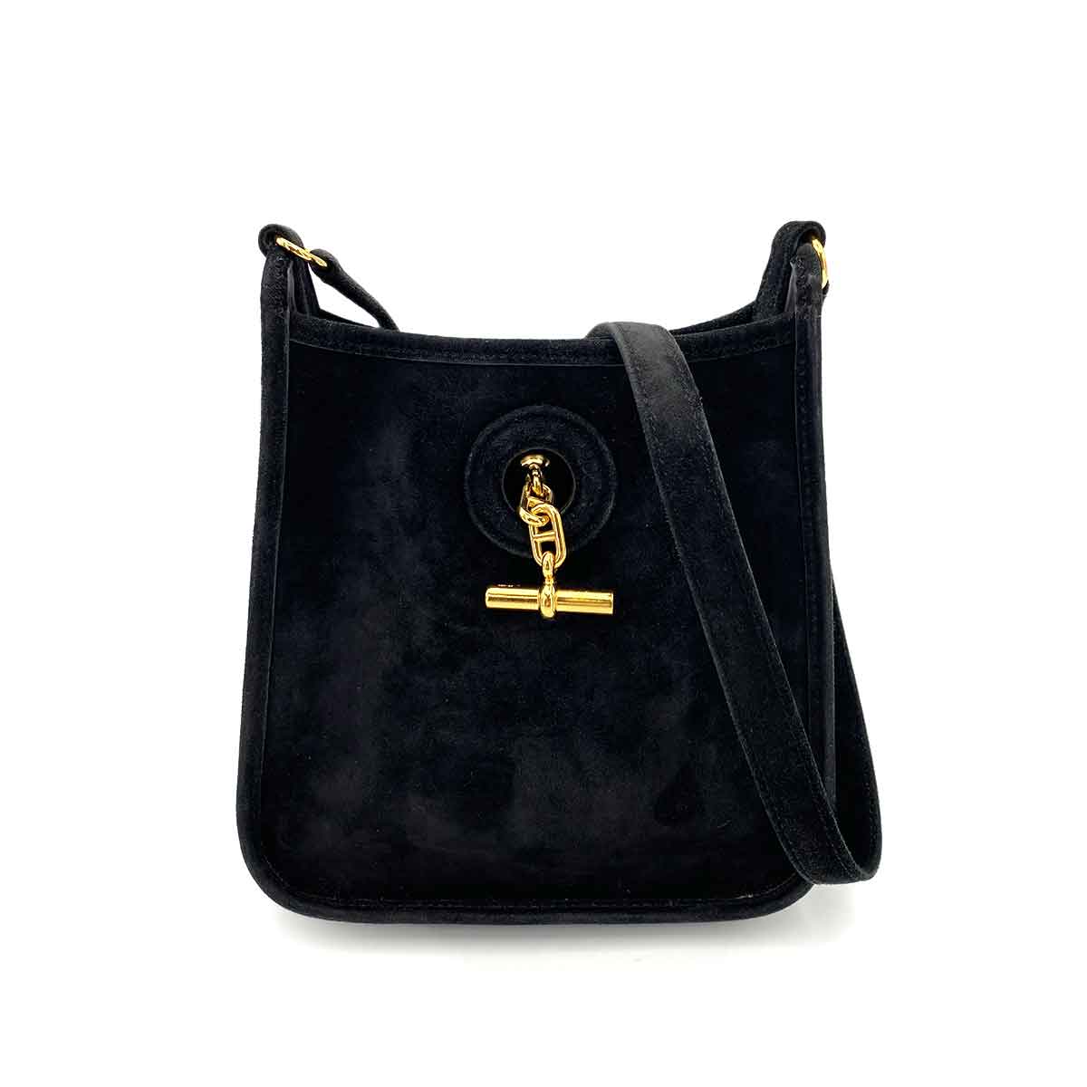 HERMES VESPA BLACK DEBRIS SHOULDER BAG □H 90245545