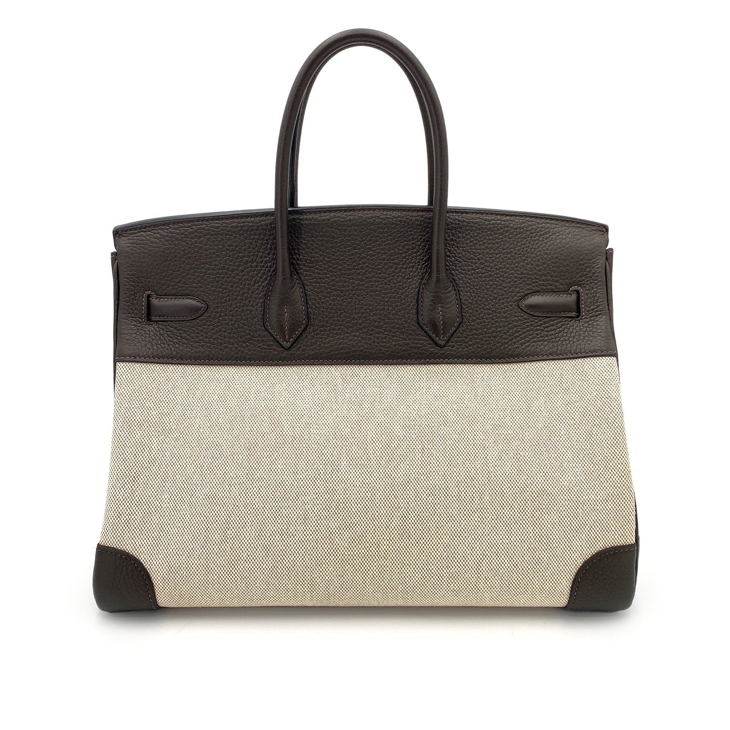 HERMES BIRKIN 35 EBENE TAURILLON CLEMENCE TOILE H HAND BAG □I 90245549
