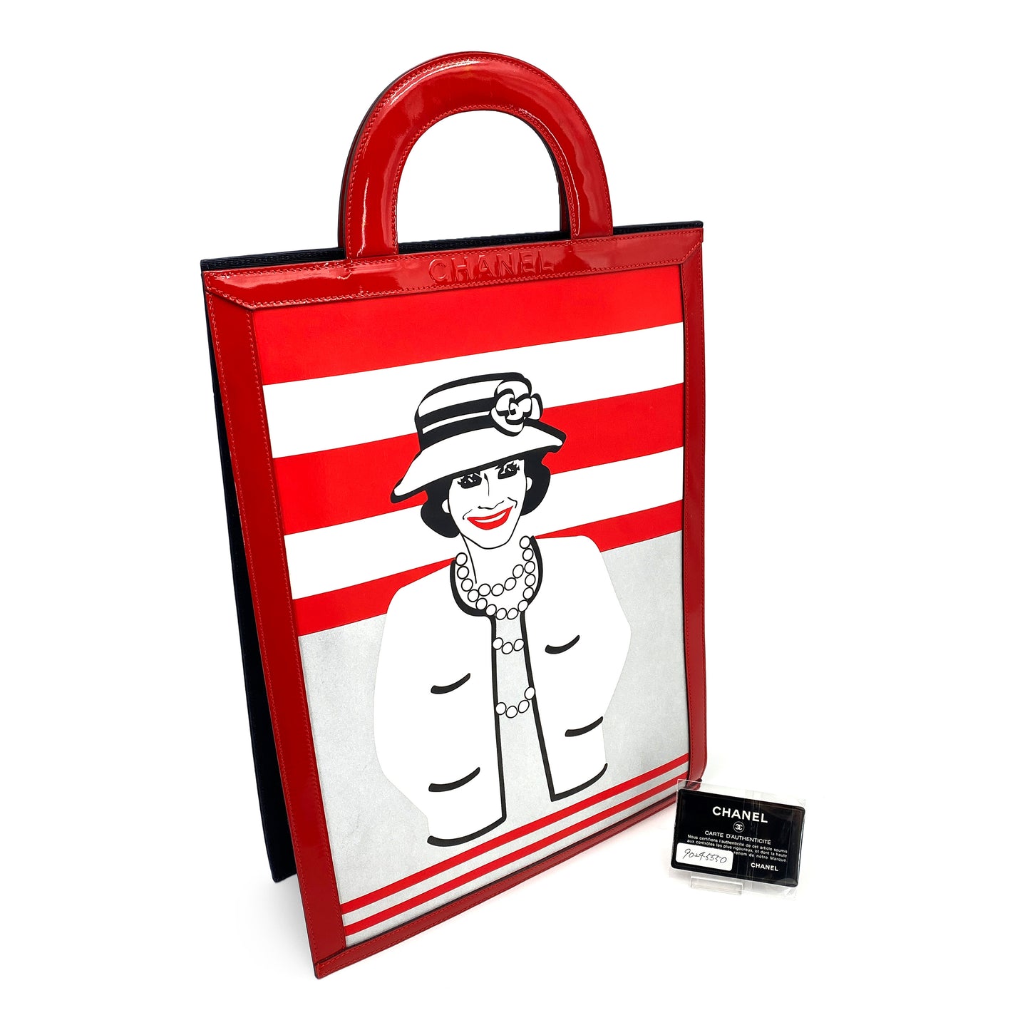 CHANEL VINTAGE COCOMARK MADEMOISELLE TOTE BAG RED ENAMEL 90245550