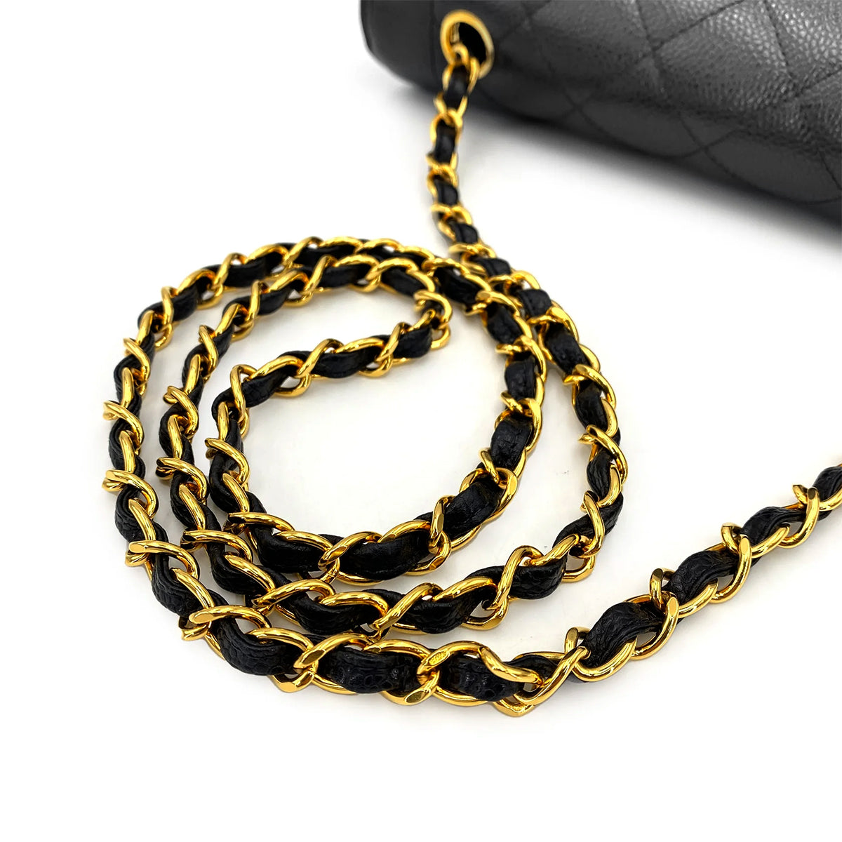 CHANEL VINTAGE DIANA MEDIUM CHAIN SHOULDER BAG BLACK CAVIAR SKIN 90245552