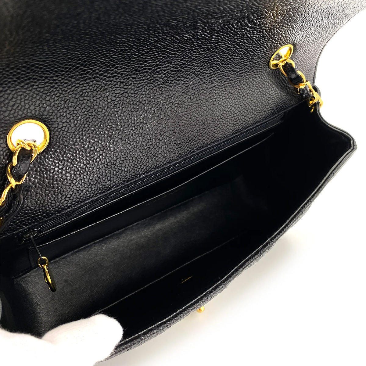 CHANEL VINTAGE DIANA MEDIUM CHAIN SHOULDER BAG BLACK CAVIAR SKIN 90245552