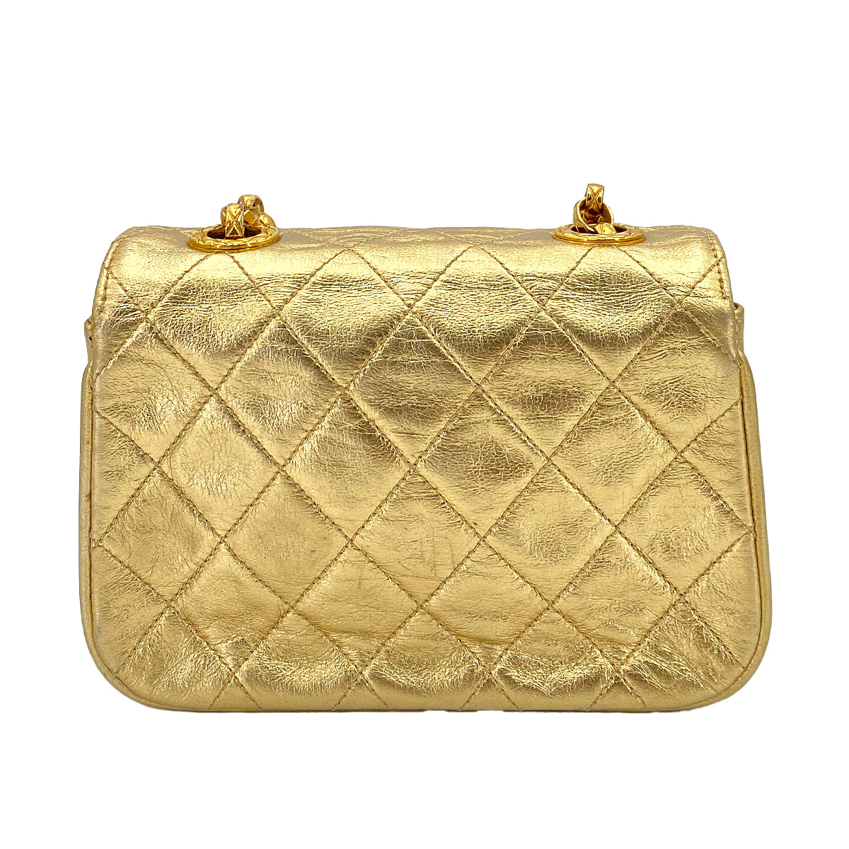 CHANEL VINTAGE BIJOU CHAIN SHOULDER BAG GOLD LAMB SKIN 90245554