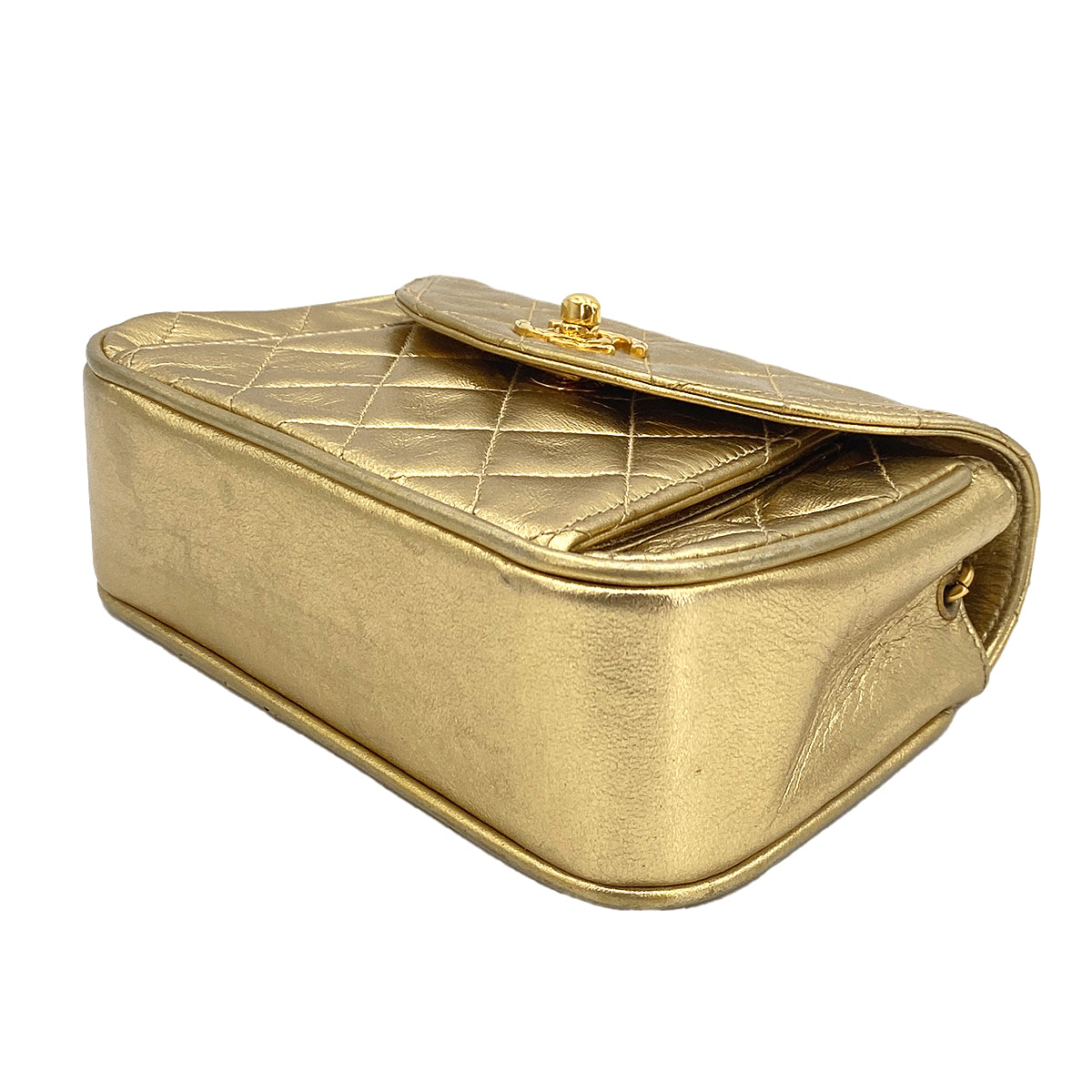 CHANEL VINTAGE BIJOU CHAIN SHOULDER BAG GOLD LAMB SKIN 90245554