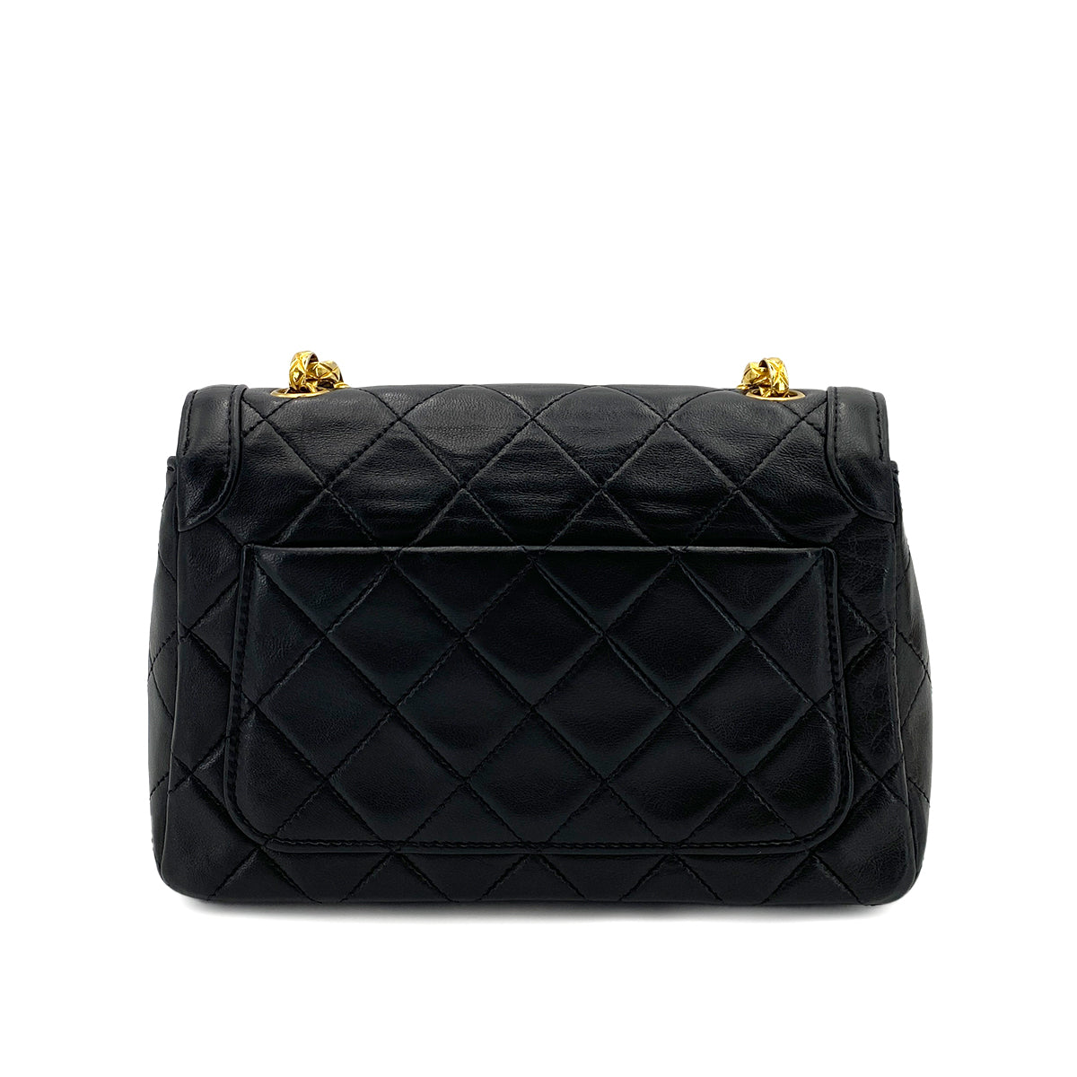 CHANEL VINTAGE MATELASSE BIJOU CHAIN SHOULDER BAG BLACK LAMB SKIN 90245555