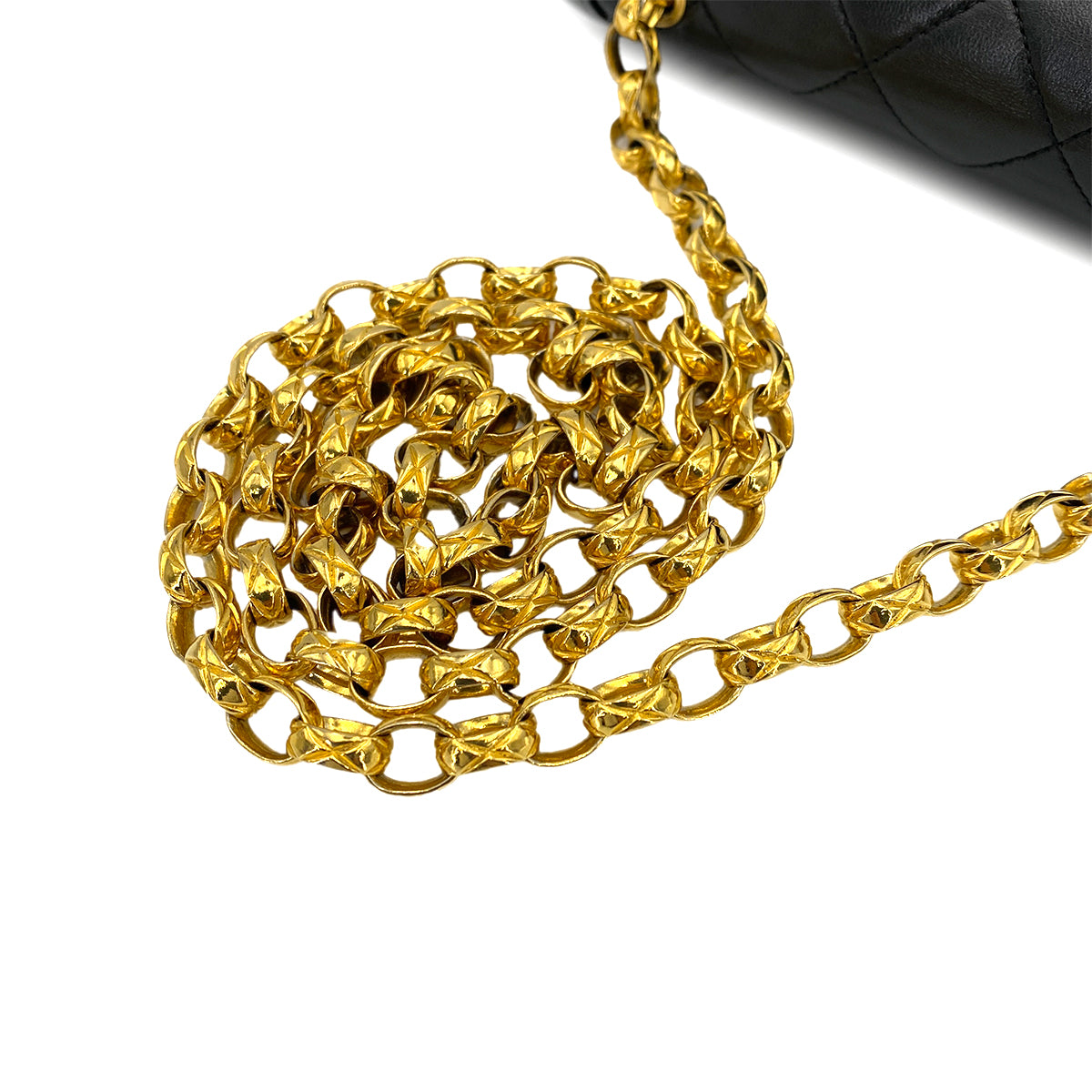 CHANEL VINTAGE MATELASSE BIJOU CHAIN SHOULDER BAG BLACK LAMB SKIN 90245555