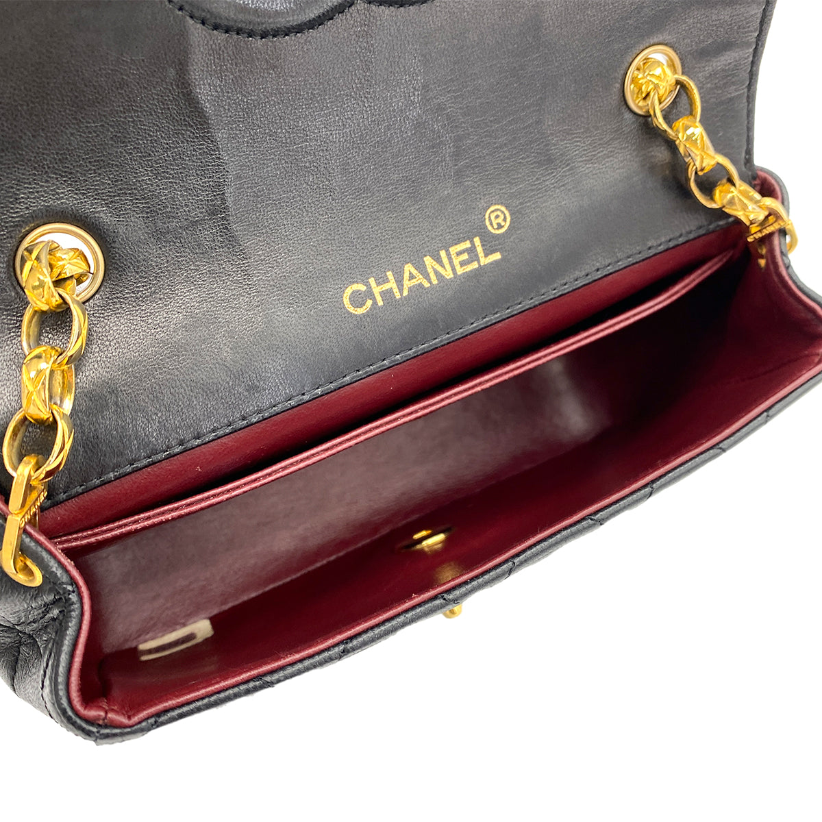 CHANEL VINTAGE MATELASSE BIJOU CHAIN SHOULDER BAG BLACK LAMB SKIN 90245555