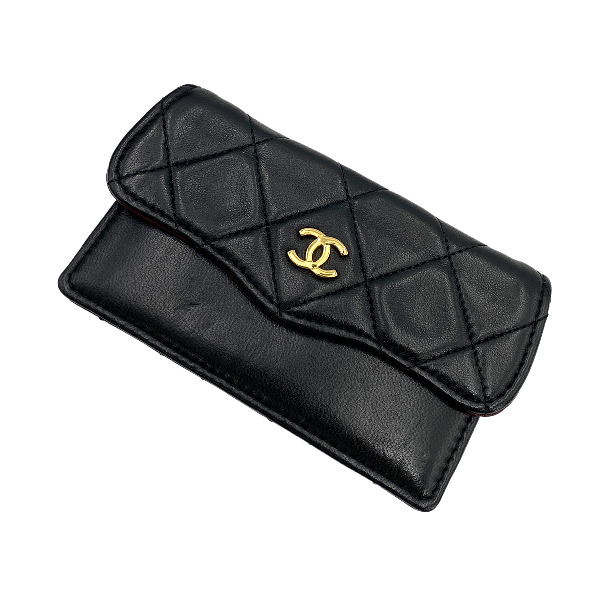 CHANEL VINTAGE MATELASSE BIJOU CHAIN SHOULDER BAG BLACK LAMB SKIN 90245555