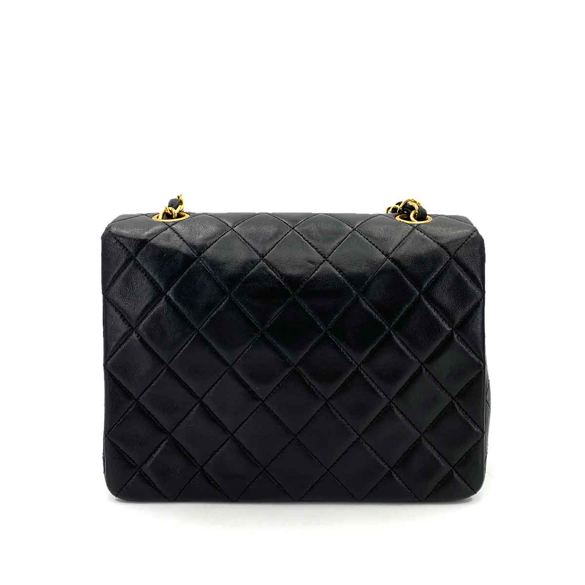 CHANEL VINTAGE MINI SQUARE 20 CHAIN SHOULDER BAG BLACK LAMB SKIN 90245564