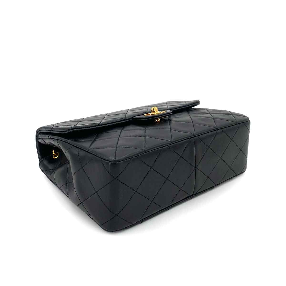 CHANEL VINTAGE MINI SQUARE 20 CHAIN SHOULDER BAG BLACK LAMB SKIN 90245564