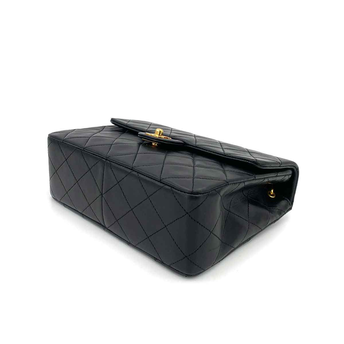 CHANEL VINTAGE MINI SQUARE 20 CHAIN SHOULDER BAG BLACK LAMB SKIN 90245564