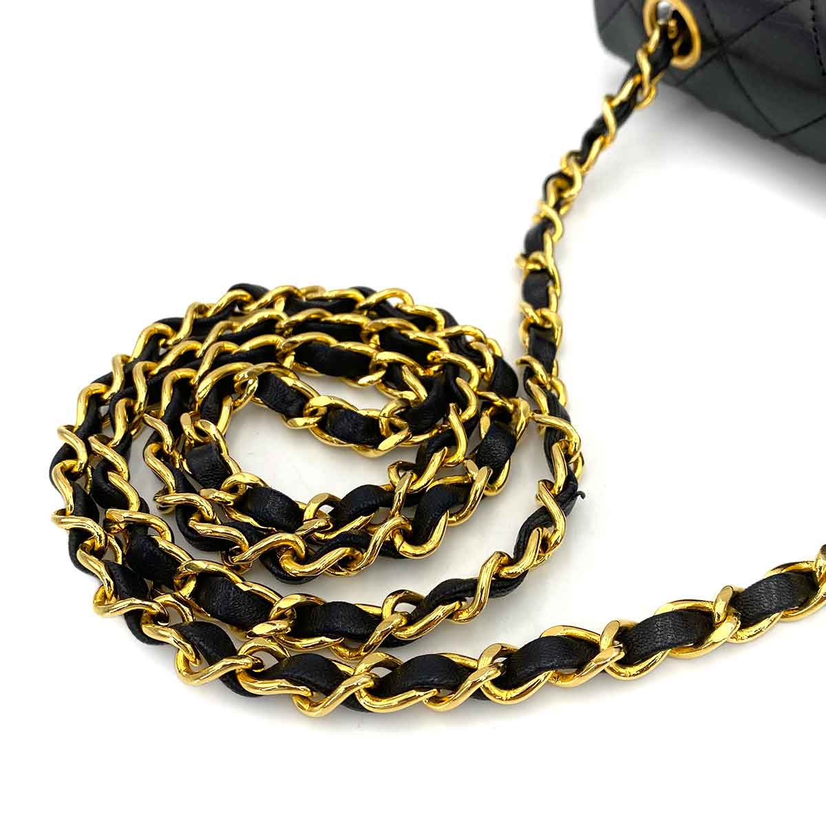 CHANEL VINTAGE MINI SQUARE 20 CHAIN SHOULDER BAG BLACK LAMB SKIN 90245564