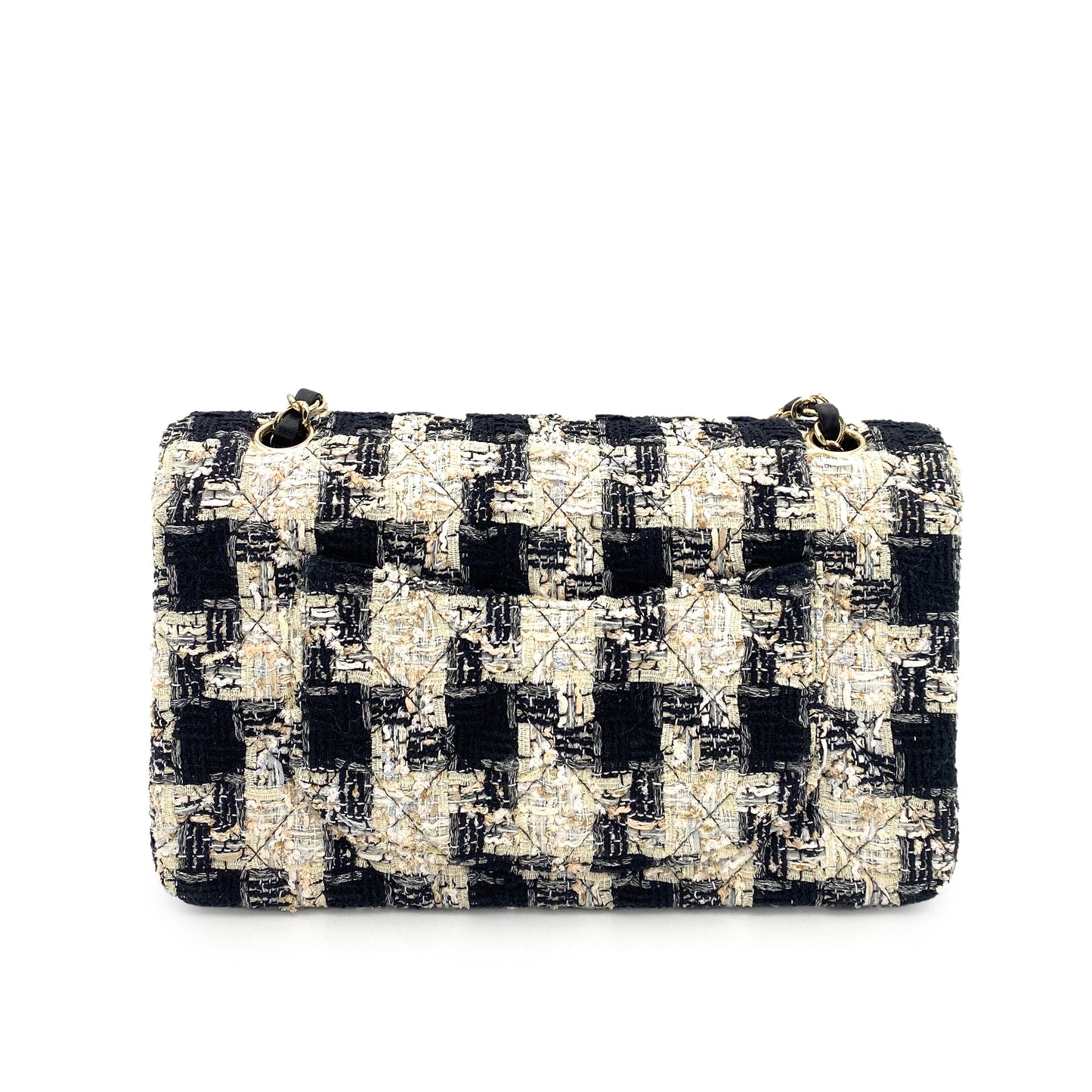 CHANEL VINTAGE CLASSIC FLAP MEDIUM CHAIN SHOULDER BAG MULTICOLOR TWEED 90245568