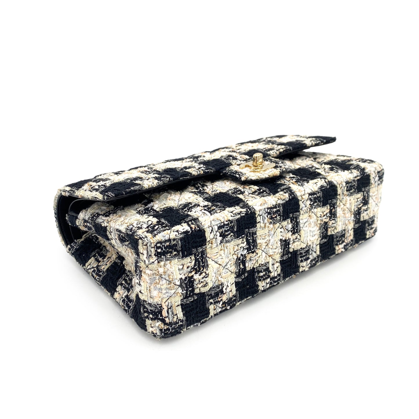 CHANEL VINTAGE CLASSIC FLAP MEDIUM CHAIN SHOULDER BAG MULTICOLOR TWEED 90245568