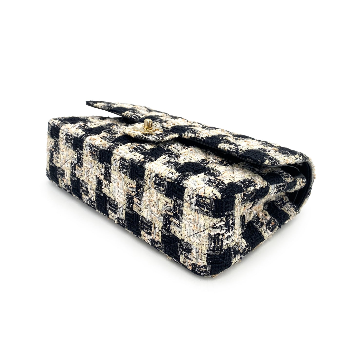 CHANEL VINTAGE CLASSIC FLAP MEDIUM CHAIN SHOULDER BAG MULTICOLOR TWEED 90245568