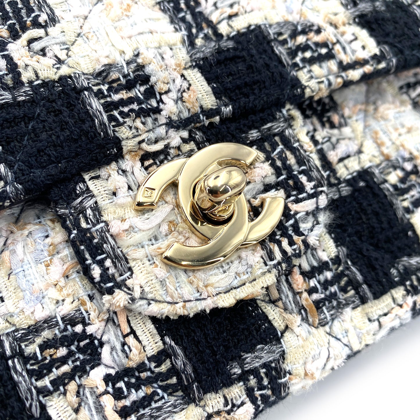 CHANEL VINTAGE CLASSIC FLAP MEDIUM CHAIN SHOULDER BAG MULTICOLOR TWEED 90245568