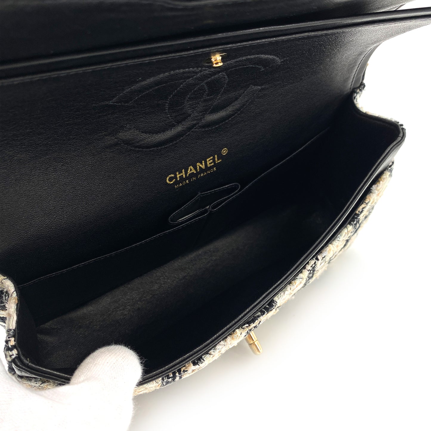 CHANEL VINTAGE CLASSIC FLAP MEDIUM CHAIN SHOULDER BAG MULTICOLOR TWEED 90245568