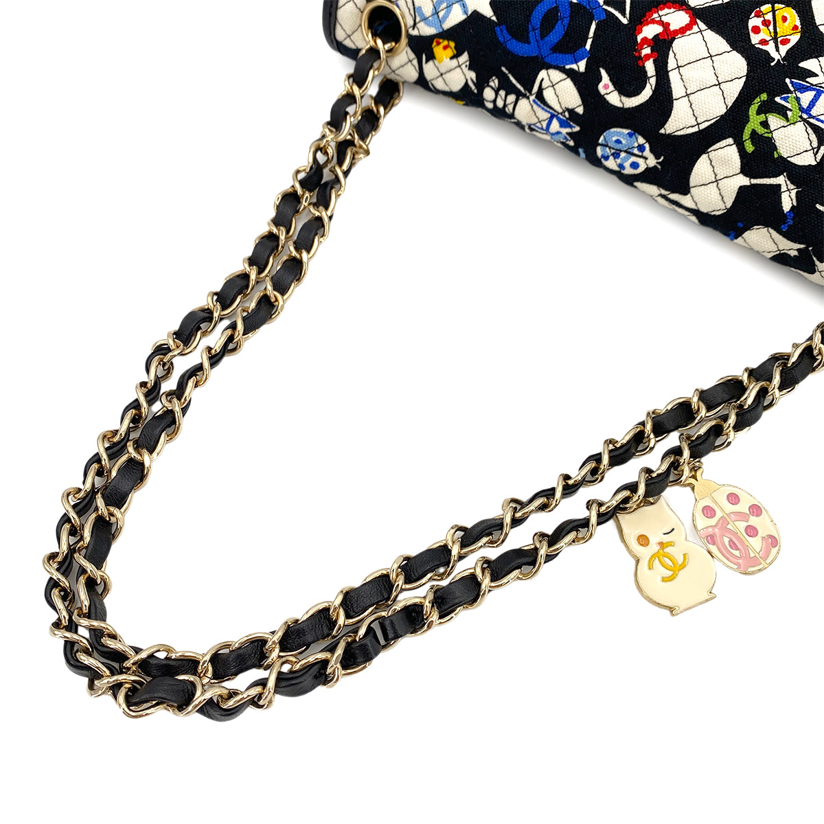 CHANEL VINTAGE BABY ANIMAL CHAIN SHOULDER BAG MULTICOLOR CANVAS 90245630
