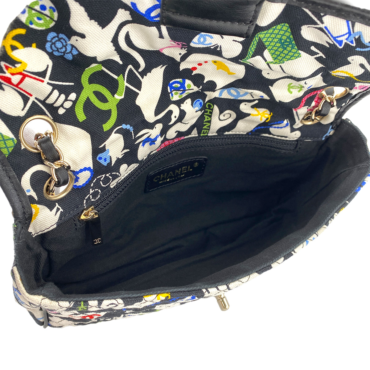 CHANEL VINTAGE BABY ANIMAL CHAIN SHOULDER BAG MULTICOLOR CANVAS 90245630