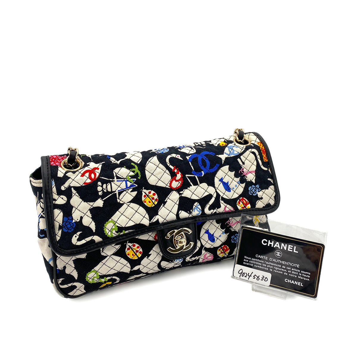 CHANEL VINTAGE BABY ANIMAL CHAIN SHOULDER BAG MULTICOLOR CANVAS 90245630
