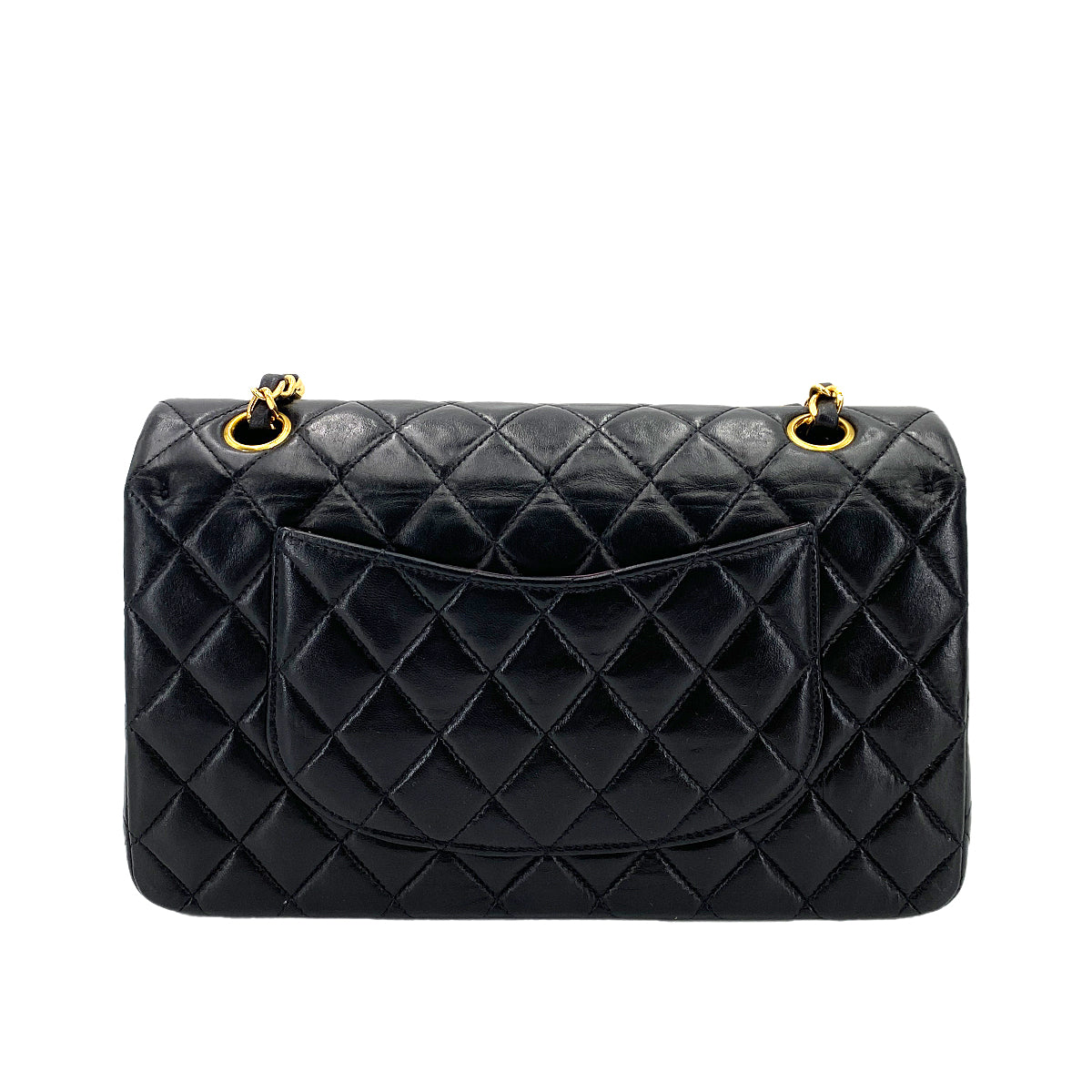 CHANEL VINTAGE CLASSIC FLAP MEDIUM CHAIN SHOULDER BAG BLACK LAMB SKIN 90245640