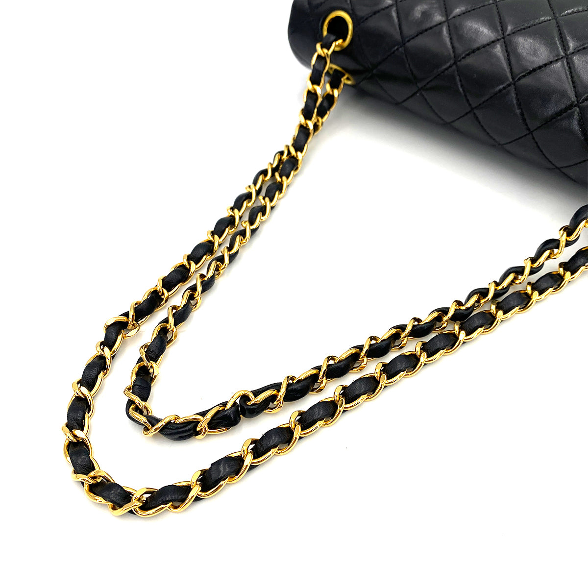 CHANEL VINTAGE CLASSIC FLAP MEDIUM CHAIN SHOULDER BAG BLACK LAMB SKIN 90245640