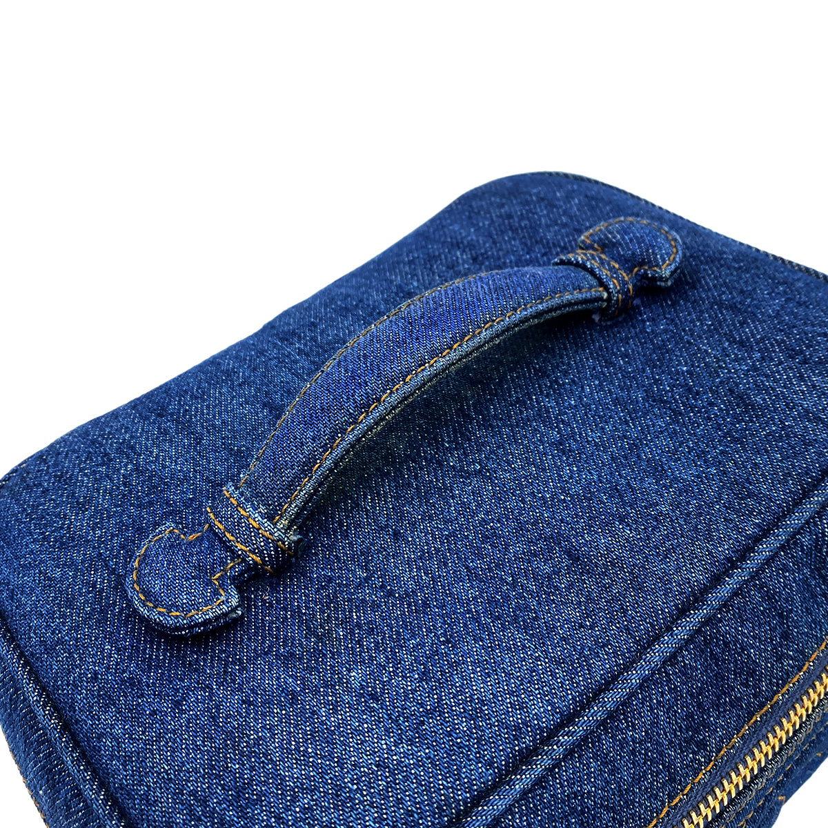 CHANEL VINTAGE VANITY HAND BAG BLUE DENIM 90245646