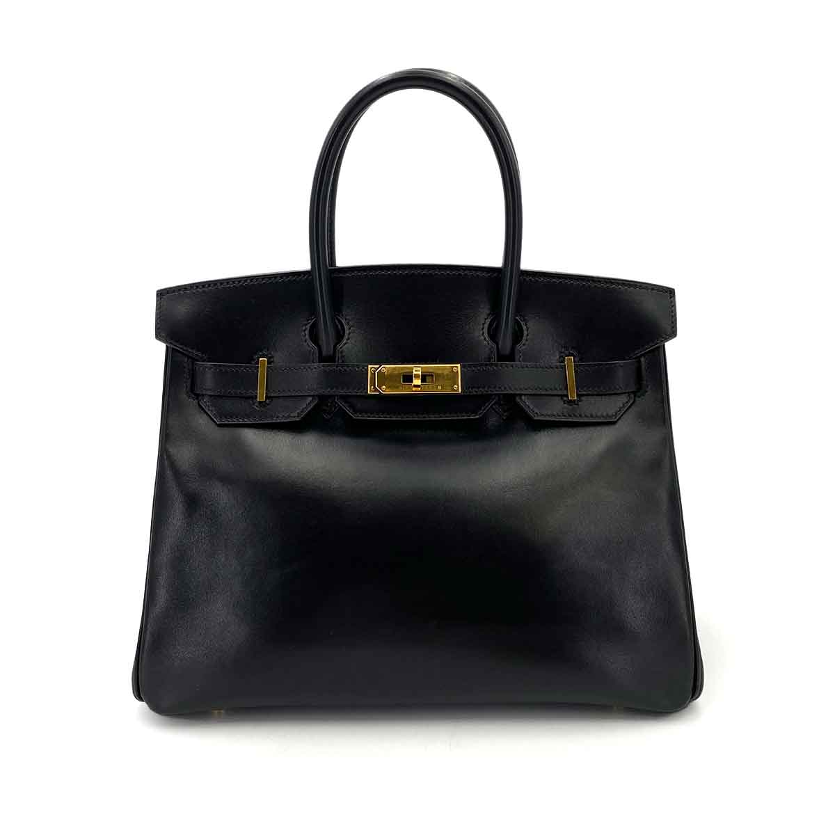 HERMES BIRKIN 30 BLACK BOXCALF HAND BAG □C 90245647