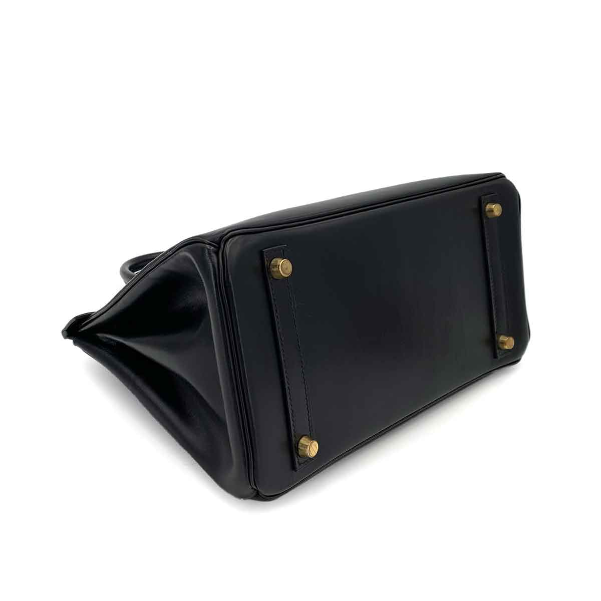 HERMES BIRKIN 30 BLACK BOXCALF HAND BAG □C 90245647